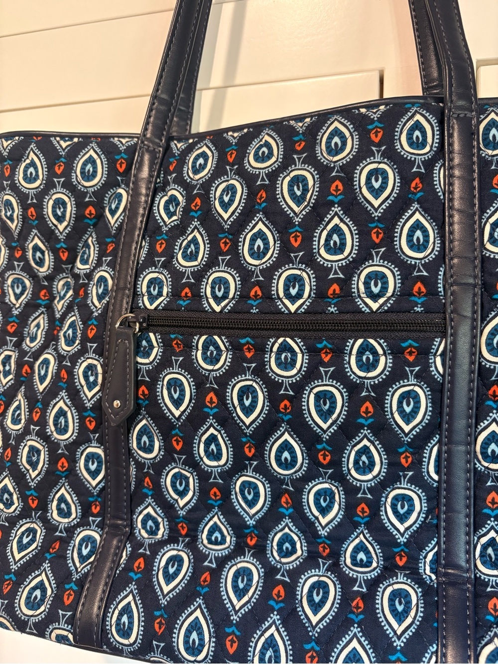 Vera Bradley Marrakesh Motifs Leather Trim Tote Bag Tassel Retired Print - Picture 3 of 5